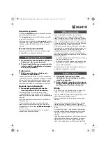 Предварительный просмотр 108 страницы Würth EWS 14-125 INOX English Translation Of The Original Operating Instructions