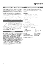 Предварительный просмотр 74 страницы Würth EWS 8-115 Light Original Operating Instructions