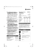 Preview for 74 page of Würth MHKS 28-A Translation Of The Original Operating Instructions