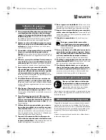 Preview for 47 page of Würth SBS 18-A Translation Of The Original Operating Instructions