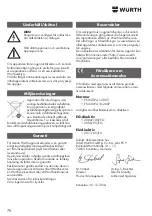 Предварительный просмотр 70 страницы wurth MM 230 Original Operating Instructions