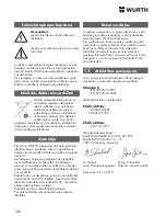 Предварительный просмотр 142 страницы wurth MM 350 Original Operating Instructions