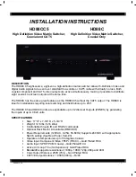 Preview for 1 page of Xantech HD88C Installation Instructions Manual