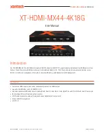 Preview for 1 page of Xantech XT-HDMI-MX44-4K18G User Manual