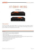 Предварительный просмотр 1 страницы Xantech XT-SW41-4K18G User Manual