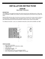 Preview for 1 page of Xantech ZATRAN Installation Instructions