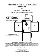 Preview for 1 page of Xantrex PV-100208 Operation And Maintenance Manual