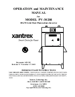 Preview for 1 page of Xantrex PV-30208 Operation And Maintenance Manual