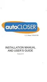 Xceltronix autoCLOSER Series Installation Manual And User'S Manual preview