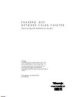 Предварительный просмотр 1 страницы Xerox 1235DT - Phaser Color Solid Ink Printer Service Quick Reference Manual