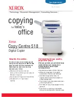 Preview for 1 page of Xerox Copy Centre 518 Specifications