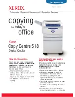 Предварительный просмотр 1 страницы Xerox Copy Centre 518 Specifications