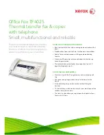 Предварительный просмотр 1 страницы Xerox Office Fax TF4025 Specifications