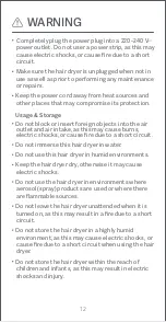 Предварительный просмотр 13 страницы Xiaomi Mi Ionic Hair Dryer H300 User Manual