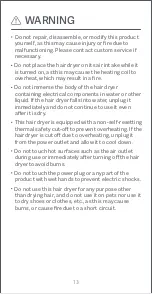 Предварительный просмотр 14 страницы Xiaomi Mi Ionic Hair Dryer H300 User Manual