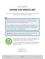 Предварительный просмотр 2 страницы Xomax XM-VRSU311BT User Manual