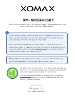 Preview for 1 page of Xomax XM-VRSU416BT Manual