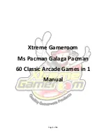 Xtreme Gameroom Ms Pacman Galaga Pacman Manual предпросмотр