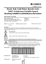 Xylem Lowara GHV1 Operating, Installation And Maintenance Instructions preview