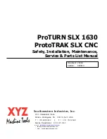 Preview for 1 page of XYZ Machine Tools ProTURN SLX 1630 Safety, Installation, Maintenance, Service & Parts List Manual