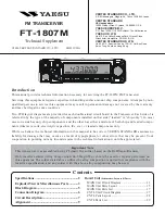 Preview for 1 page of Yaesu FT-1807M Technical Supplement