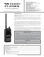 Предварительный просмотр 1 страницы Yaesu FT-270E Technical Supplement