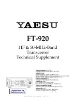 Предварительный просмотр 1 страницы Yaesu FT-920 Technical Supplement