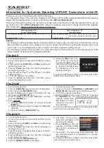 Preview for 1 page of Yaesu FTM-300DE Information For Customers Operating