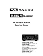 Yaesu Mark-V FT-1000MP Operating Manual preview