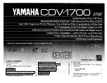 Yamaha CDV-1700 Owner'S Manual preview