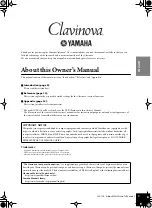 Preview for 3 page of Yamaha Clavinova CLP-110 Owner'S Manual