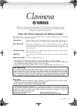 Предварительный просмотр 5 страницы Yamaha Clavinova CLP-150 Owner'S Manual