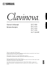 Preview for 1 page of Yamaha CLAVINOVA CLP- 685 Owner'S Manual