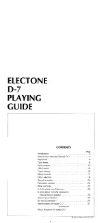 Preview for 2 page of Yamaha Electone D-7 Playing Manual