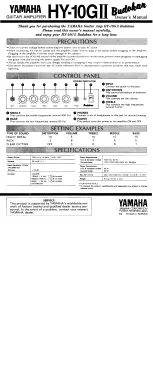 Yamaha HY-10GII Budokan Specifications preview