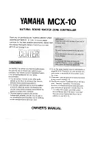 Предварительный просмотр 1 страницы Yamaha MCX-10 Owner'S Manual