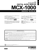 Yamaha MCX 1000 - MusicCAST - Digital Audio Server Service Manual preview