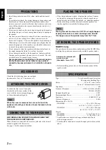 Предварительный просмотр 2 страницы Yamaha NS-BP100 Owner'S Manual