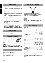 Предварительный просмотр 2 страницы Yamaha NS-BP200 Owner'S Manual