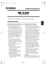 Preview for 9 page of Yamaha NS-C225 - Center CH Speaker Owner'S Manual