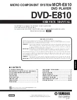 Preview for 1 page of Yamaha PianoCraft DVD-E810 Service Manual