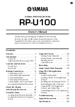 Preview for 1 page of Yamaha RP-U100 Owner'S Manual