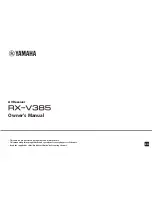 Preview for 1 page of Yamaha RX-V385 Owner'S Manual