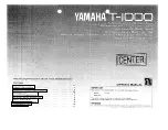 Preview for 1 page of Yamaha T-1000 Owner'S Manual
