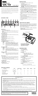 Preview for 2 page of Yamaha VA-10 Owner'S Manual