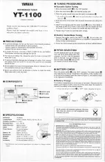 Preview for 2 page of Yamaha YT-1100 Owner'S Manual