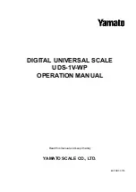 Предварительный просмотр 1 страницы Yamato UDS-1V-WP Operation Manual