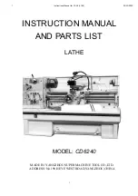 Preview for 1 page of YANGZHOU SUPER MACHINE TOOL CD6240 Instruction Manual And Parts List