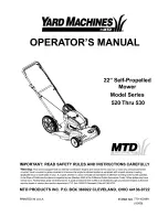 Preview for 1 page of Yard Machines 12A-526L062 Operator'S Manual