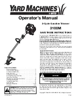 Предварительный просмотр 1 страницы Yard Machines 3100M Operator'S Manual